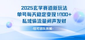 2025玄学赛道新玩法单号每天稳定变现1k+私域偷流量闷声发财-财仔梦想资源网