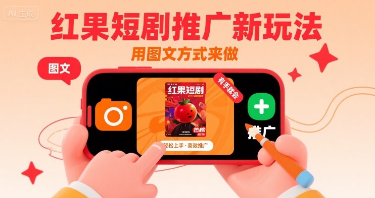 红果短剧推广新玩法，用图文方式来做，有手就会-财仔梦想资源网