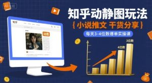小说推文干货分享之知乎动静图玩法，每天3-4位数爆单实操课-财仔梦想资源网