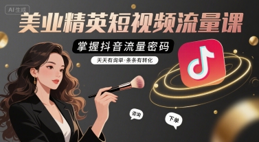 美业精英短视频流量课，掌握抖音流量密码，天天有询单，条条有转化-财仔梦想资源网
