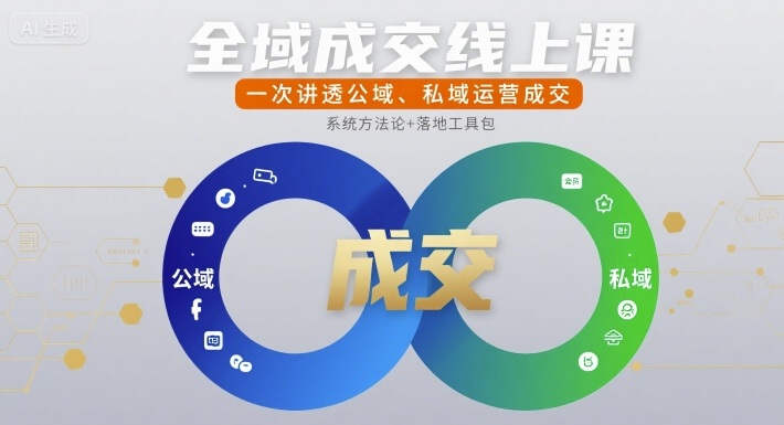 全域成交线上课，一次讲透公域、私域运营成交-财仔梦想资源网
