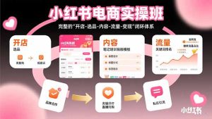 小红书电商实操班：完整的”开店-选品-内容-流量-变现”闭环体系-财仔梦想资源网