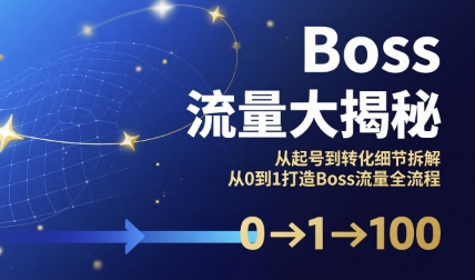 Boss流量大揭秘，从起号到转化细节拆解，从0到1打造Boss流量全流程-财仔梦想资源网