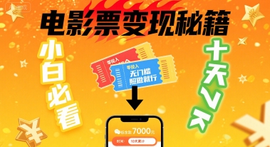 小白必看！卖电影票项目，零投入无门槛谁都能做，十天到手7k，照做就行【揭秘】-财仔梦想资源网