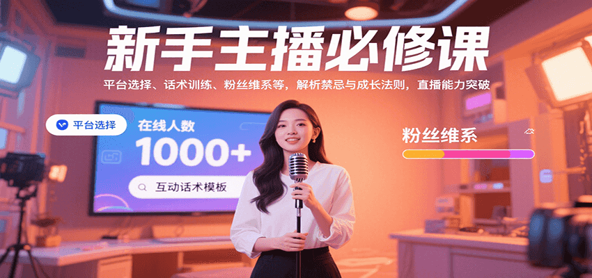 新手主播必修课：平台选择、话术训练、粉丝维系等，解析禁忌与成长法则，突破直播能力-财仔梦想资源网