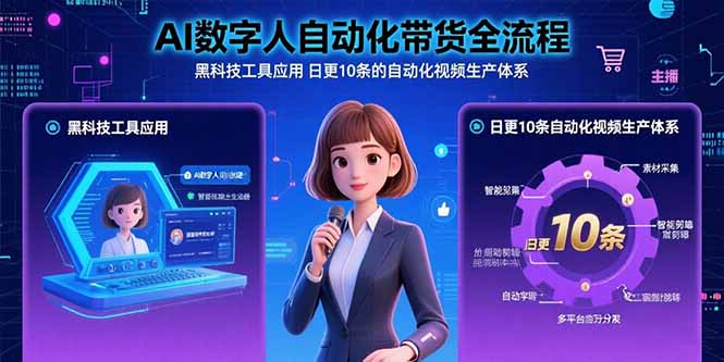 AI数字人自动化带货全流程：黑科技工具应用日更10条的自动化视频生产体系-财仔梦想资源网