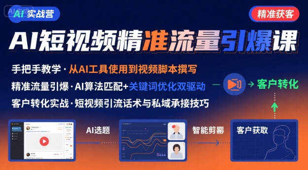 AI+短视频引爆精准客户实战营，手把手教你引爆Ai短视频精准流量-财仔梦想资源网