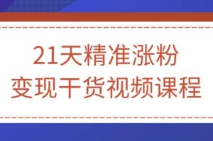 21天精准涨粉变现干货视频课程-财仔梦想资源网