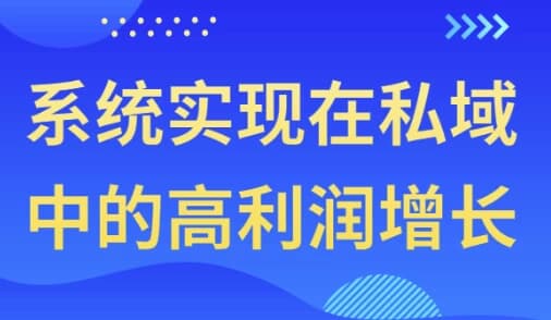 系统实现在私域中的高利润增长-财仔梦想资源网