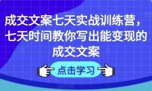 七天教你写出能变现的成交文案-财仔梦想资源网