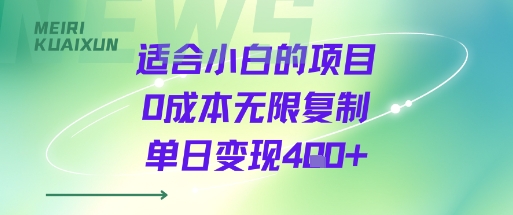 适合小白的项目0成本无限复制单日变现4张+-财仔梦想资源网