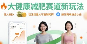 大健康减肥赛道新玩法日入8张，玩法流量大可复制矩阵，操作简单适合小白-财仔梦想资源网