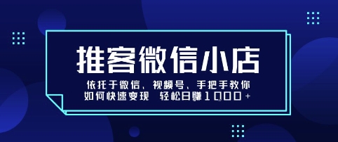 推客微信小店依托于微信、视频号，手把手教你如何快速变现轻松日入1k+【揭秘】-财仔梦想资源网