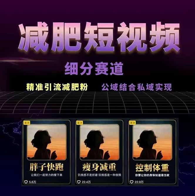 图片[1]-减肥短视频赛道运营课：素材准备-视频制作-引流变现全流程(附素材-财仔梦想资源网