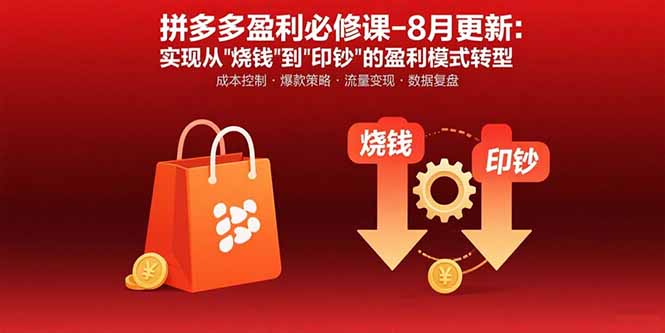 拼多多盈利必修课-8月更新：突破运营瓶颈实现从烧钱到印钞的盈利模式转型-财仔梦想资源网