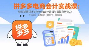 拼多多电商会计实战课:轻松掌握拼多多特有的会计逻辑与数据分析能力-财仔梦想资源网
