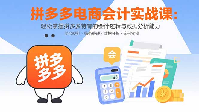 拼多多电商会计实战课：轻松掌握拼多多特有的会计逻辑与数据分析能力-财仔梦想资源网