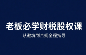 唐老师·25年企业财税与股权实战课-财仔梦想资源网