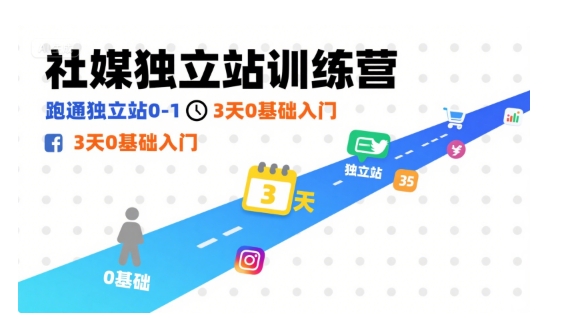 社媒独立站训练营，跑通独立站0-1，3天0基础入门-财仔梦想资源网