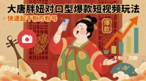 大唐胖妞对口型爆款短视频玩法，快速起千粉万粉号-财仔梦想资源网