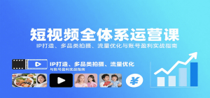 短视频全体系运营课：IP打造、多品类拍摄、流量优化与账号盈利实战指南-财仔梦想资源网