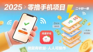 2025年零撸手机项目，二十秒一单，纯薅羊毛一天2张+做就有-财仔梦想资源网
