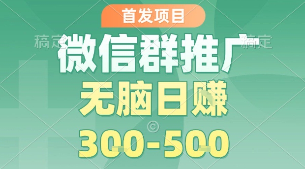 首发项目，微信群推广，一天15单，每单利润10米，无脑日入3-5张【揭秘】-财仔梦想资源网