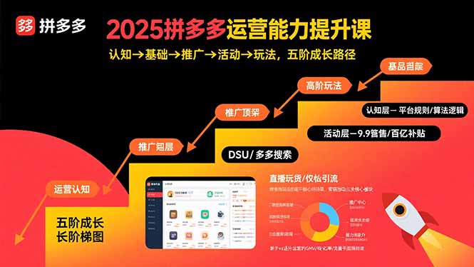 2025拼多多运营能力提升课：认知→基础→推广→活动→玩法，五阶成长路径-财仔梦想资源网