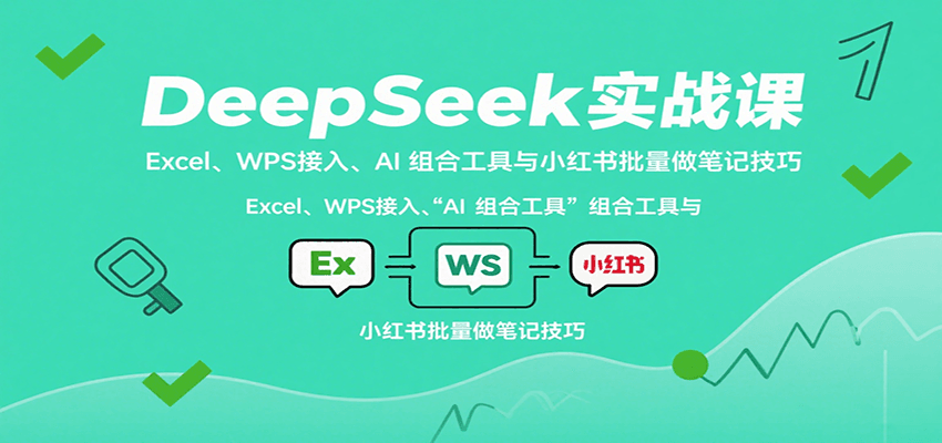 DeepSeek实战课:Excel、WPS接入、AI组合工具与小红书批量做笔记技巧-财仔梦想资源网