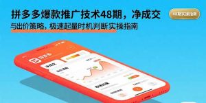 拼多多爆款推广技术48期，净成交与出价策略，极速起量时机判断实操指南-财仔梦想资源网