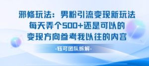 邪修玩法：男粉引流变现新玩法每天弄个5张还是可以的变现方向参考我以往的内容-财仔梦想资源网