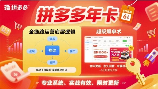 拼多多年卡【8月更新6节】拼多多全链路运营底层逻辑，超级爆单术-财仔梦想资源网