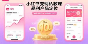 小红书变现私教课，暴利产品定位，高转化内容生产术，快速实现月入10万-财仔梦想资源网