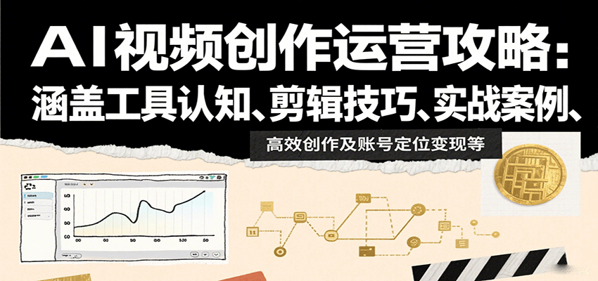 AI视频创作运营攻略：涵盖工具认知、剪辑技巧、实战案例、高效创作及账号定位变现等-财仔梦想资源网