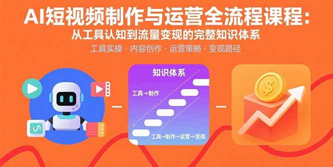 AI短视频制作与运营全流程课程：从工具认知到流量变现的完整知识体系-财仔梦想资源网
