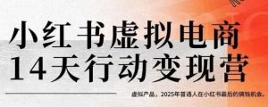 小红书虚拟电商14天变现训练营，虚拟产品，2025年普通人在小红书最后的搞钱机会(更新)-财仔梦想资源网