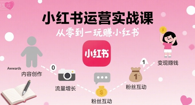 小红书运营实战课，从零到一玩賺小红书-财仔梦想资源网