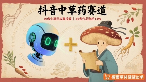 抖音中草药赛道，用AI做中草药故事视频，45条作品涨粉13W，橱窗带货猛猛出单-财仔梦想资源网
