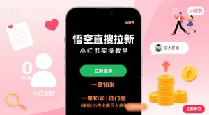 悟空直搜拉新小红书实操教学，一单10米，低门槛，0粉丝小白也能日入多张-财仔梦想资源网