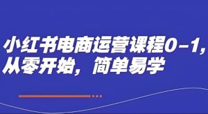 小红书电商运营课程0-1，从零开始，简单易学-财仔梦想资源网