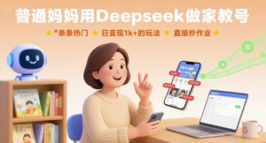 普通妈妈用Deepseek做家教号，条条热门，日变现1k+的玩法，直接抄作业-财仔梦想资源网