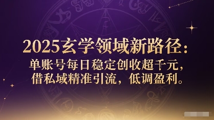 2025玄学领域新路径：单账号每日稳定创收1k+，借私域精准引流，低调盈利-财仔梦想资源网