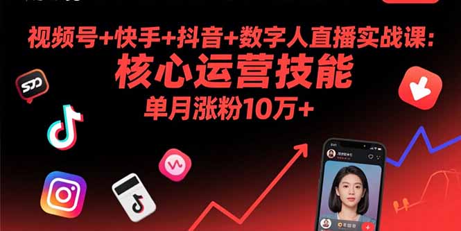 视频号+快手+抖音+数字人直播实战课(9月-财仔梦想资源网