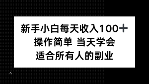 新手小白每天收入100+，操作简单当天学会，适合所有人的副业-财仔梦想资源网