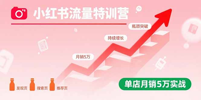 小红书流量特训营：突破流量瓶颈，实现店铺持续增长，单店月销5万实战-财仔梦想资源网