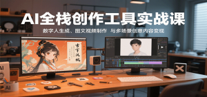 AI全栈创作工具实战课：数字人生成、图文视频制作与多场景创意内容变现-财仔梦想资源网