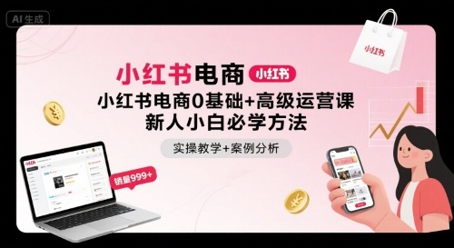 小红书电商0基础+高级运营课，新人小白必学方法，实操教学+案例分析-财仔梦想资源网