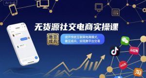 无货源社交电商实操课，绕开传统互联网电商模式，撒豆成兵，实现跨平台交易-财仔梦想资源网