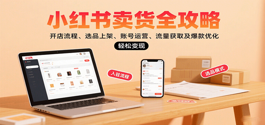 小红书卖货全攻略：开店流程、选品上架、账号运营、流量获取及爆款优化，轻松变现-财仔梦想资源网