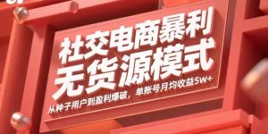 社交电商暴利无货源模式：从种子用户到盈利爆破，单账号月均收益5w+-财仔梦想资源网